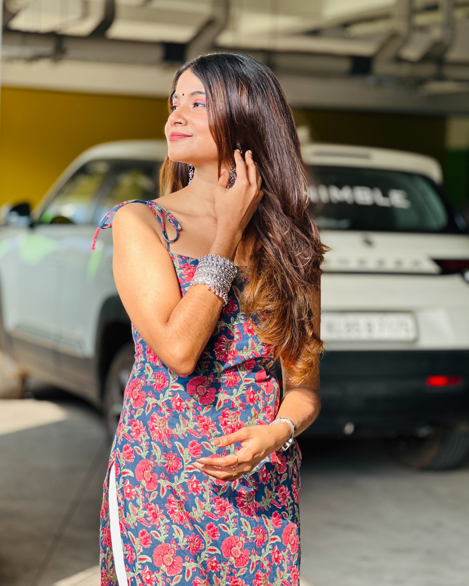 Neeli - Spaghetti Tie Strap Long Kurti