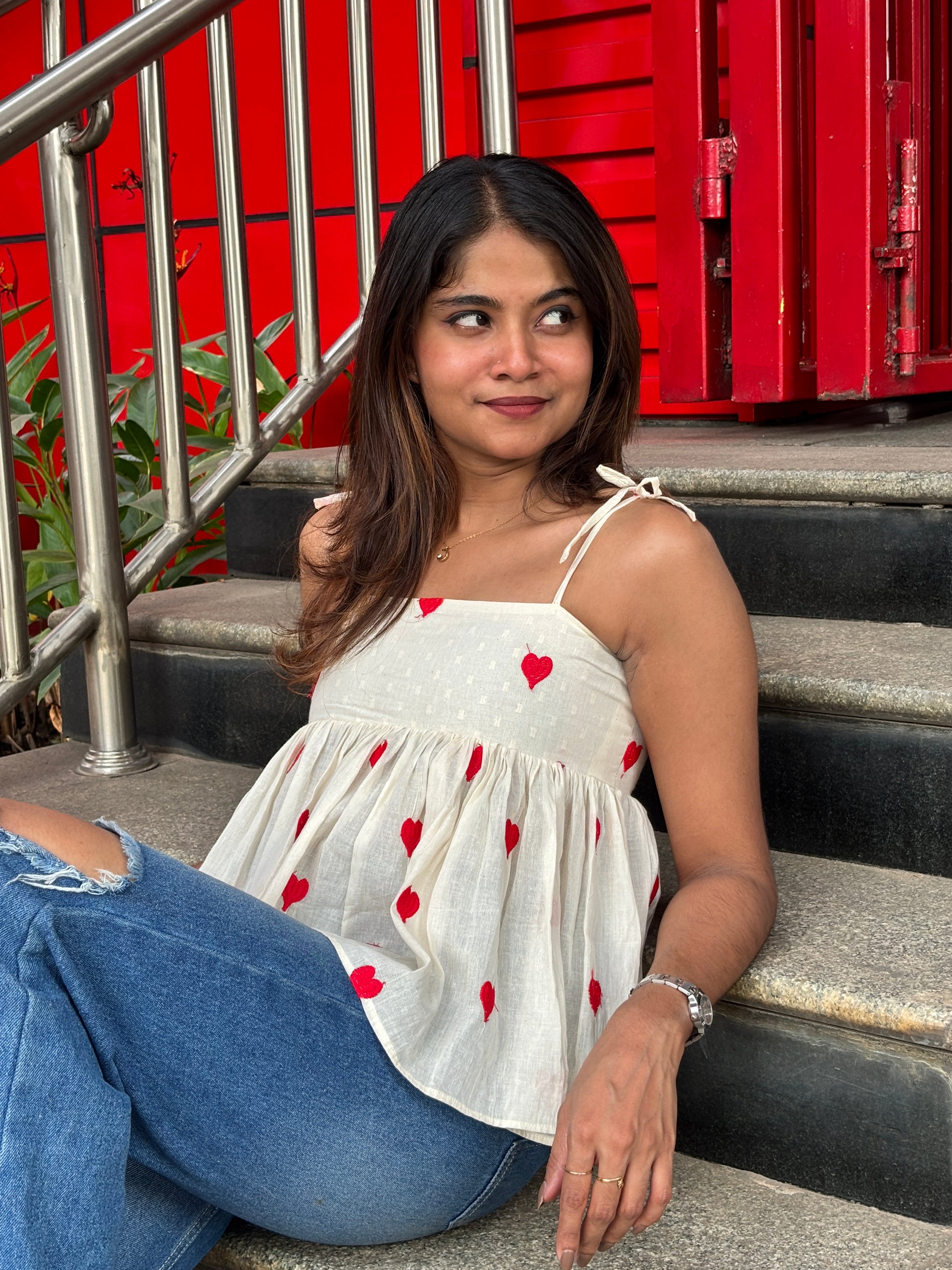 Candy Heart- Spaghetti Tie Strap Top