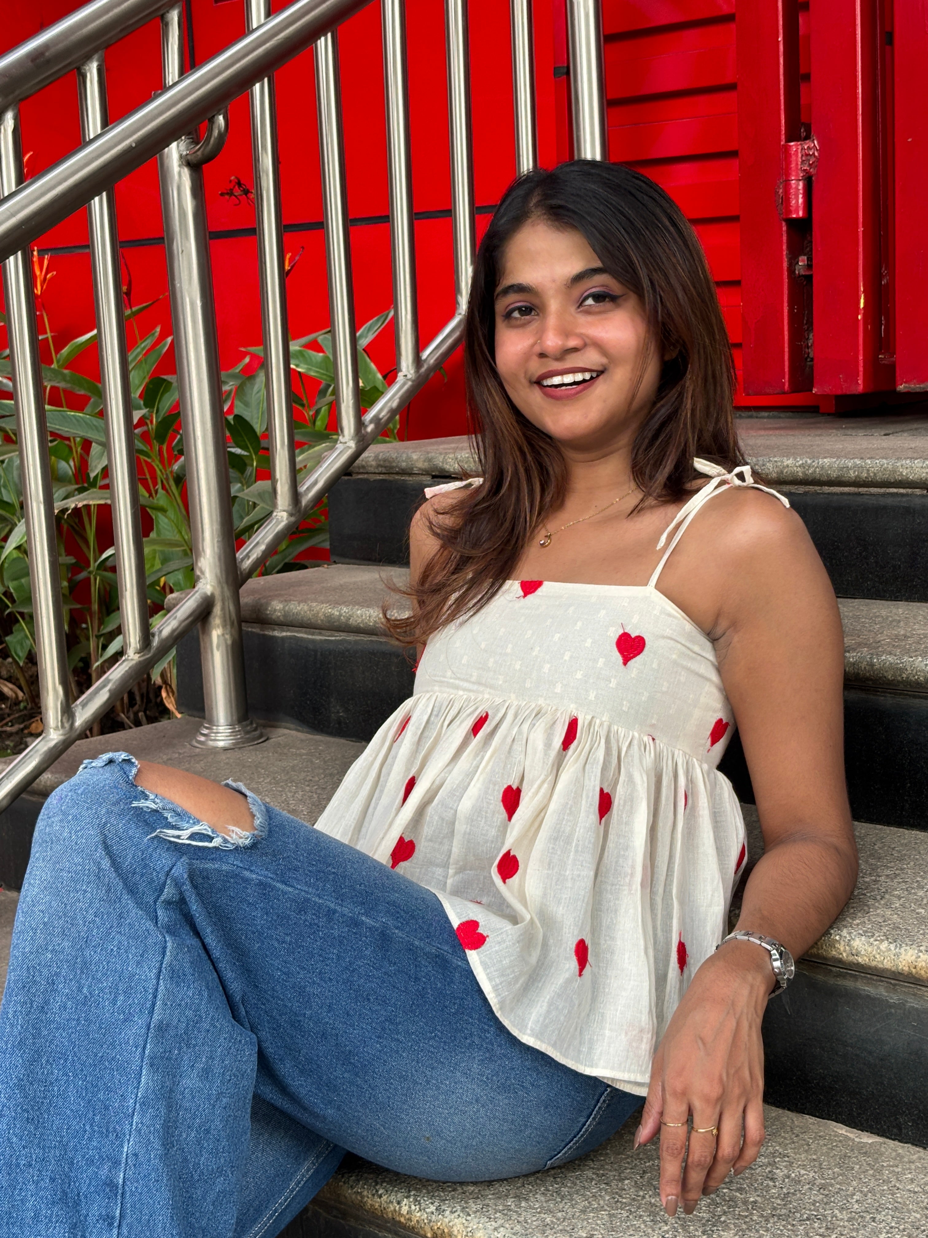 Candy Heart- Spaghetti Tie Strap Top